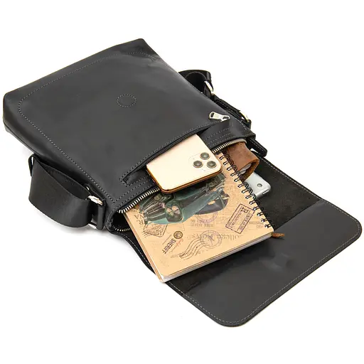 Кожаная мужская сумка GRANDE PELLE 24х24х6 см 000168370 - фото 5