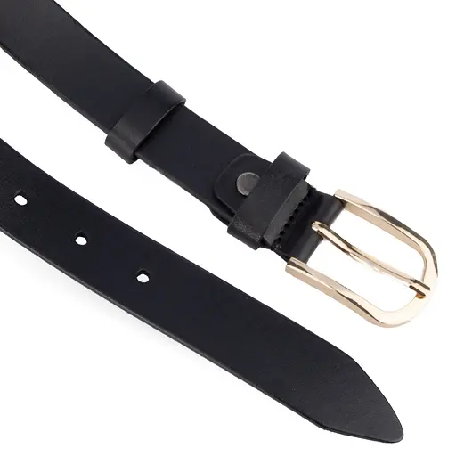 Ремінь шкіряний жіночий HC-2554 чорний із золотою пряжкою (125 см) - фото 3