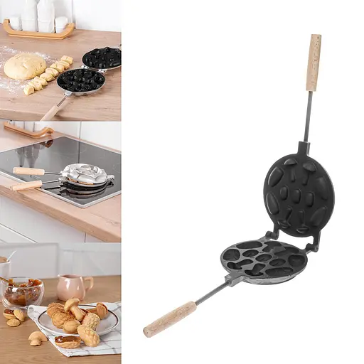 Форма для випічки горішків горішниця "Лісове Асорті" горішки шишки грибочки з антипригарним/тефлоновим покриттям, Ласунка Чорний 86408 - фото 1