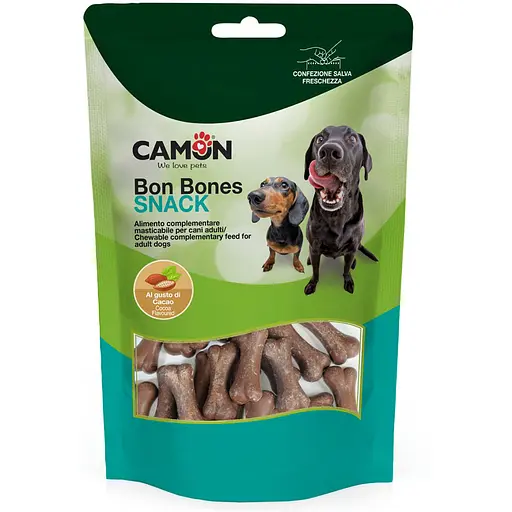 Ласощі для собак Camon Bon Bones у вигляді кісточки зі смаком какао 120 г