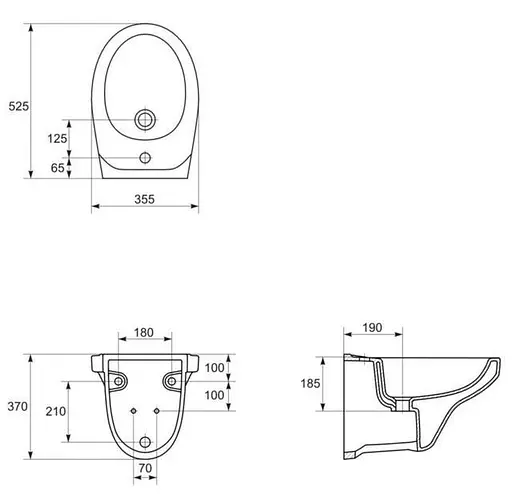 Биде подвесное скругленное Cersanit Delfi K11-0018 скрытого монтажа Белый 30412 - фото 3