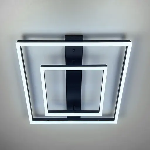 Сучасний LED-світильник у чорному корпусі із двох квадратів 50х50 см | Line F | Арт. 331-500 BK - фото 2