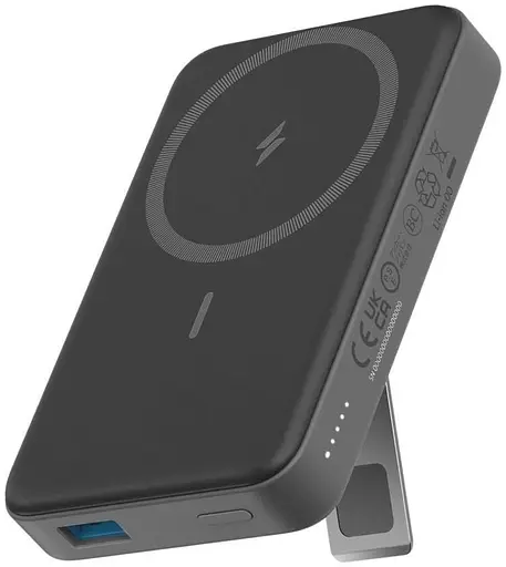 Магнітний Magsafe повербанк Anker A1652 Mag Go 10 000 mAh з бездротовою зарядкою та підставкою чорний - фото 2