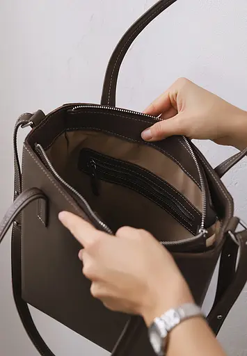 Шкіряний шоппер Nancy темно-бежевий - фото 3