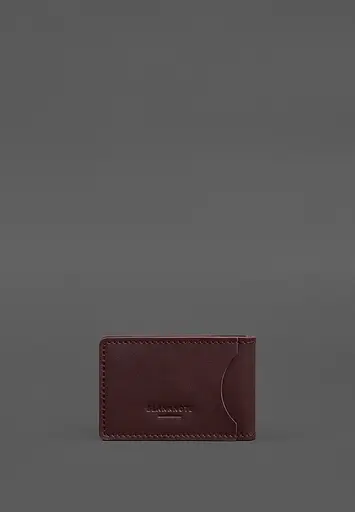 Кожаная обложка на удостоверение ГСЧС с карманом бордовая - фото 5