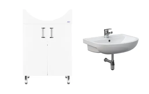 Тумба ПіК Kraft Декор Т1 + раковина Arteco 60 см Білий 30412 - фото 1