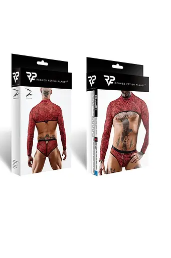 Топ із довгими рукавами Regnes Fetish Planet XL (чорний з червоним) - фото 17