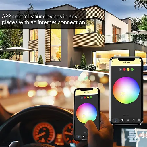 Умная лампа Лампы Alexa Штык B22 Штык, Изменение цвета WiFi Светодиодные лампы 9 Вт Набор из 2 ламп [Энергетический класс F] - фото 4