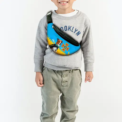 Сумка-бананка "Пес Патрон" з патріотичним принтом, 32х15см, дитяча, молодіжна (00003)