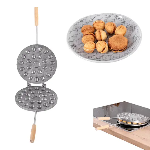 Форма для выпечки орешков со сгущенкой орешница с ручками диаметром 23 см на 23 ореха + цветок, Ласунка 83564 - фото 1