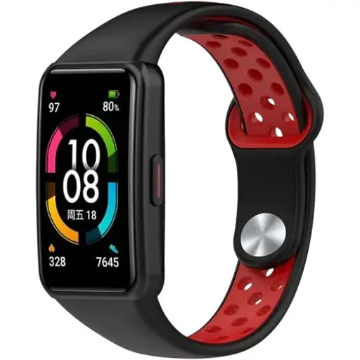 Ремінець DK CDK Silicone Sport Band Nike для Huawei Band 6 (012812) (black / red)