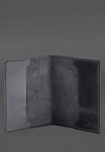 Кожаная обложка для военного билета 7.3 синий Crazy Horse - фото 3