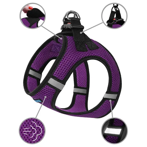 Шлея для собак Barksi Mesh Vest 3D сітка фіолетова XS 29-34 см - фото 4