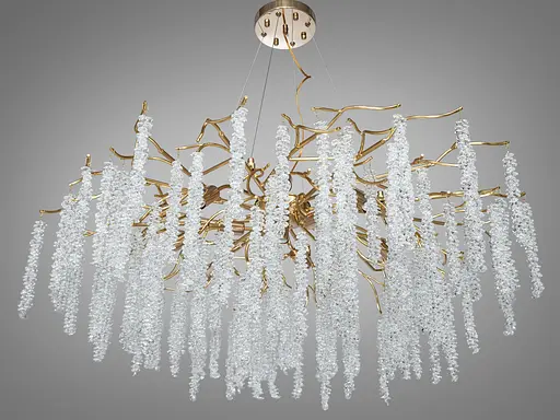 Дизайнерська новинка, кришталева люстра Гліцинія, 14 ламп, золото - фото 2