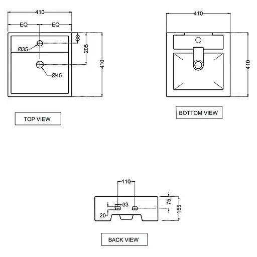 Умивальник Jaquar Continental 41x41 CNS-WHT-905, Білий - фото 2