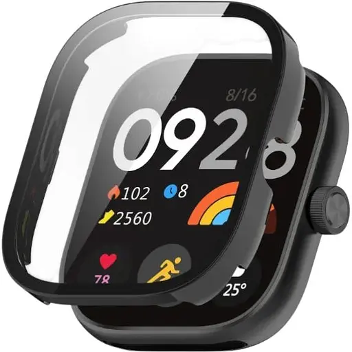 Чехол-накладка DK для Xiaomi Redmi Watch 4 Пластик Gloss Glass Full Cover (black)