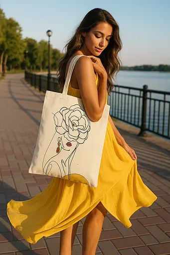 Набір екосумка-розмальовка „Floral Girl“ А3 бавовна 220 г/м2 38х42см ROSA Talent [CD] - фото 2