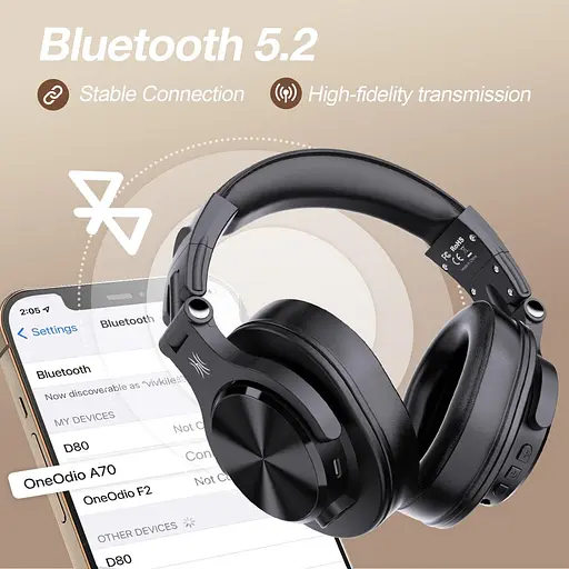 Гарнітура OneOdio Fusion A70, Bluetooth+3,5мм/6,35мм, Black - фото 8