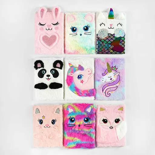 Блокнот з хутряною обкладинкою, тваринка, у лінійку (В асортименті) - фото 2