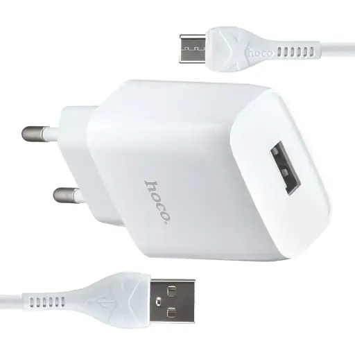 Сетевое зарядное устройство Hoco C72A Glorious single port charger set ( Type-C ) ( EU ) Белый - фото 1
