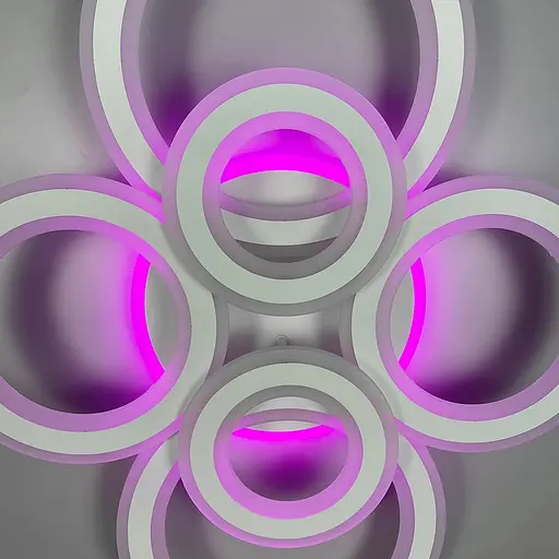 Стельова люстра на 6 кілець у білому корпусі 63×80 см | Арт. A 2763/2+2+2 RGB WT | Line F - фото 3