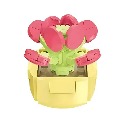 3D конструктор Flowers Красный кактус в горшке на 54 детали (25-102)