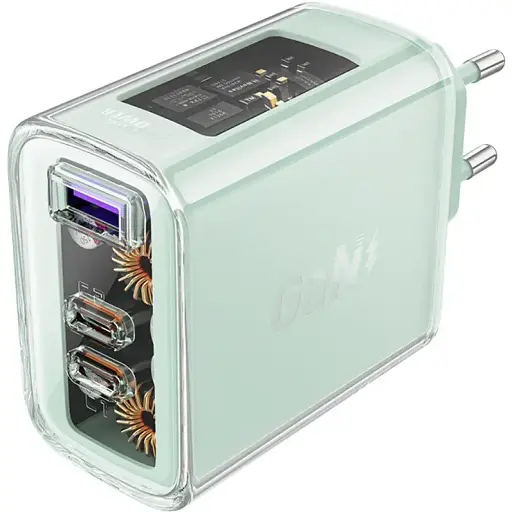Мережевий зарядний пристрій Acefast A45 USB/2 Type-C QC PD PD65W GaN бірюзовий - фото 1