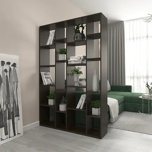 Книжкова полиця стелаж Vays D-2 Венге Темний з 20 комірками етажерка з ЛДСП для дому іграшок і декору 117x30x178 см