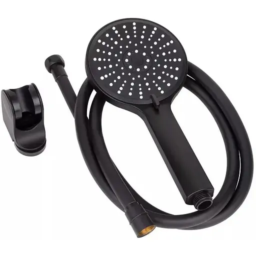 Душовий набір Wezer (лійка 5-режимів, шланг, кріплення лійки) WKY-538 Black, Чорний матовий - фото 1
