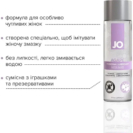 Змазка на водній основі JO AGAPE - Original (240 мл) без гліцерину, гліколю та парабенів - фото 3