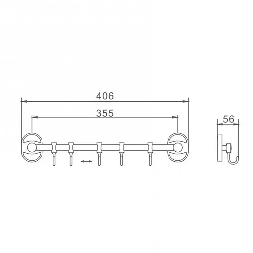 Вішалка для рушників 5 гачків Frap F1915-5 - фото 2