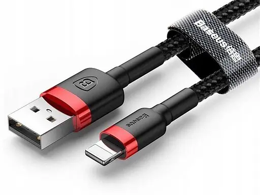 Кабель Baseus Cafule Lightning USB 1.5 A 2 м Black-Red CALKLF-C19 - фото 1