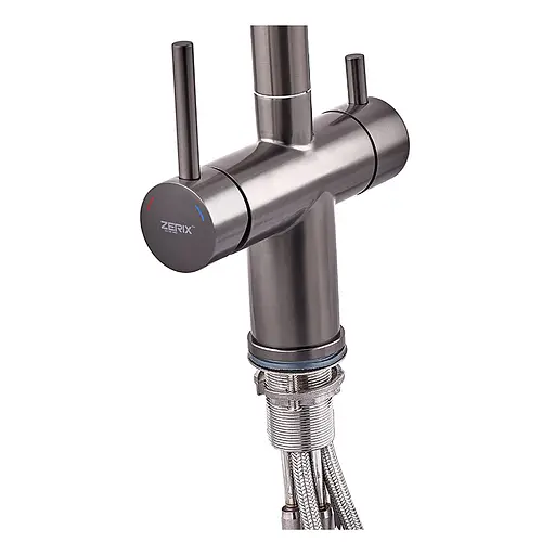 Змішувач для кухні на дві води з висувним виливом Zerix LUX-024 graphite ZX5557 Графіт - фото 2