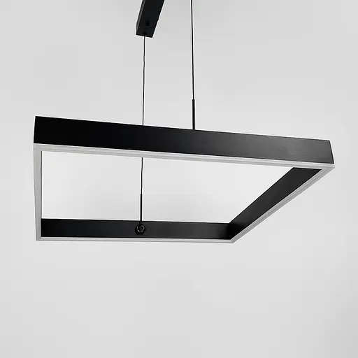 Чорна люстра із підвісним квадратом 80 см | Line F | Арт. MJ223-800 BK - фото 2