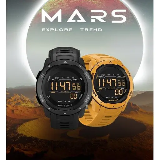 Тактичний годинник North Edge Mars Pro Black 5Bar (Чорний) - фото 3