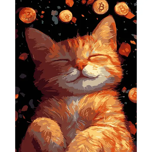 Набор для росписи по номерам Strateg Рыжий котенок на черном фоне 40 х 50 см (AH1216-17) - фото 1