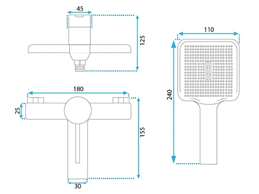 Змішувач для ванни Rea Melia white gold настінний з виливом REA-B2710 Білий - фото 5