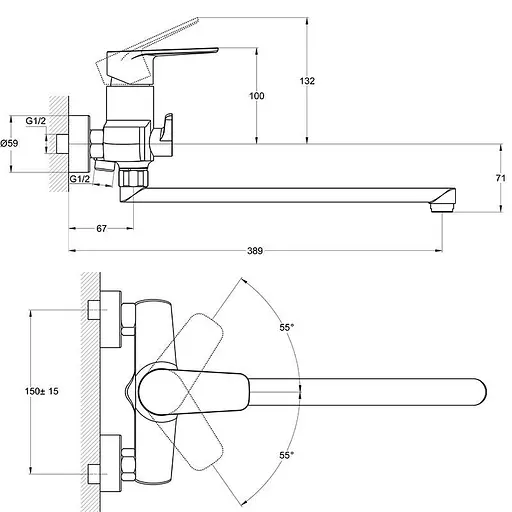 Змішувач для ванни Udis BGX7-A189 одноважільний 30412 - фото 3