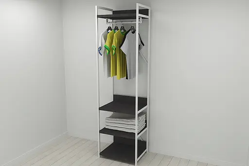 Шкаф Гардероб Уни секция 3 серии Коннект Ferrum-decor 220x60x50см Белый металл ДСП Венге Магия 32 мм (FRD-104532)