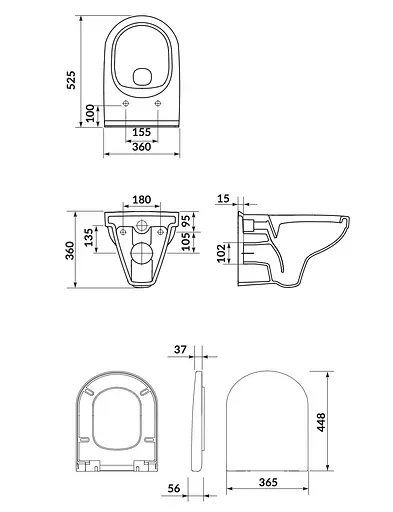 Подвесной унитаз Cersanit Zip SimpleOn с сиденьем duraplast S701-565 - фото 3