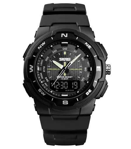 Чоловічий спортивний годинник Skmei 1454 Чорний з чорним - фото 2