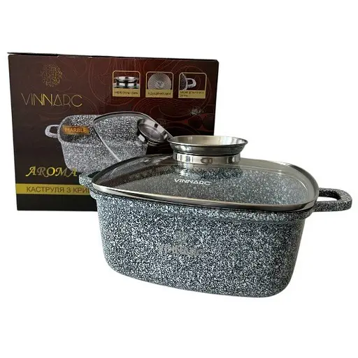 Каструля Vinnarc квадратна 24 см 4.4 л попелясто-сірий (GR-1224CE) - фото 3