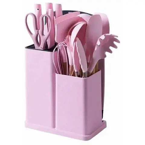 Набір кухонного приладдя Zepline ZP0102 силіконовий 19 предметів Рожевий - фото 1