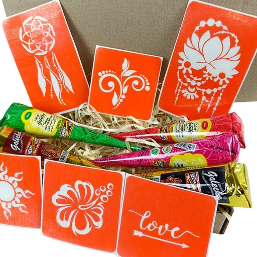 Набор цветной хны с трафаретами для био-тату №1 Fresh Tattoo color-henna-set-01 - фото 3