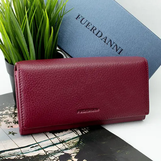 Гаманець жіночий шкіряний Fuerdanni 1180 бордовий на магнітах - фото 1
