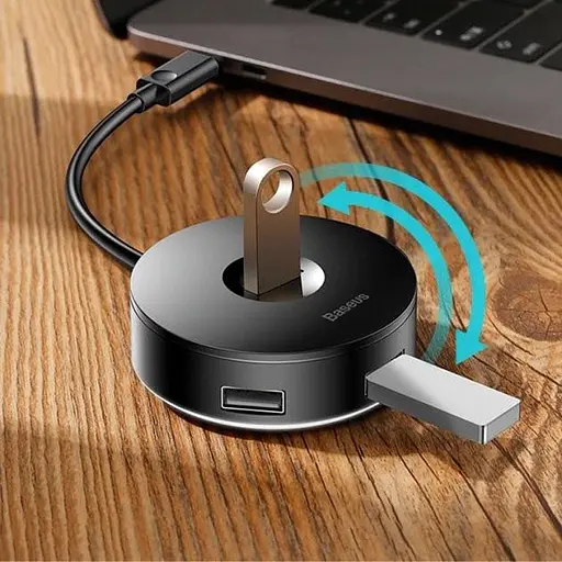 Переходник HUB Baseus Round Box Type-C to USB 3.0 + 3USB 2.0 (CAHUB-G) Черный - фото 4