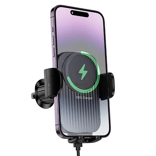 Автотримач з БЗП Borofone BH221 Path 15W (air outlet) Black / Metal gray - фото 3