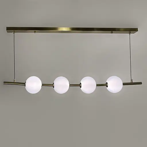 Удлиненная латунная люстра с 4-мя акриловыми шариками | Ст. 910A/4 AB | Line F - фото 3