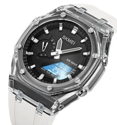 Наручний годинник чоловічий Skmei 2100 White Black, 2100WTBK (18435) - фото 4