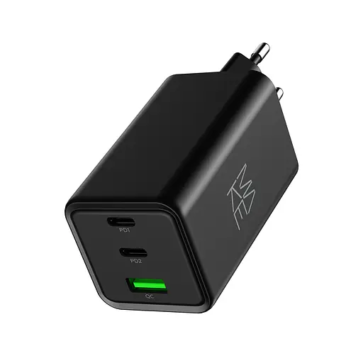 Зарядний пристрій мережевий MAKE 100W GaN3 2xType-C PD3.0 + USB QC4.0 Black